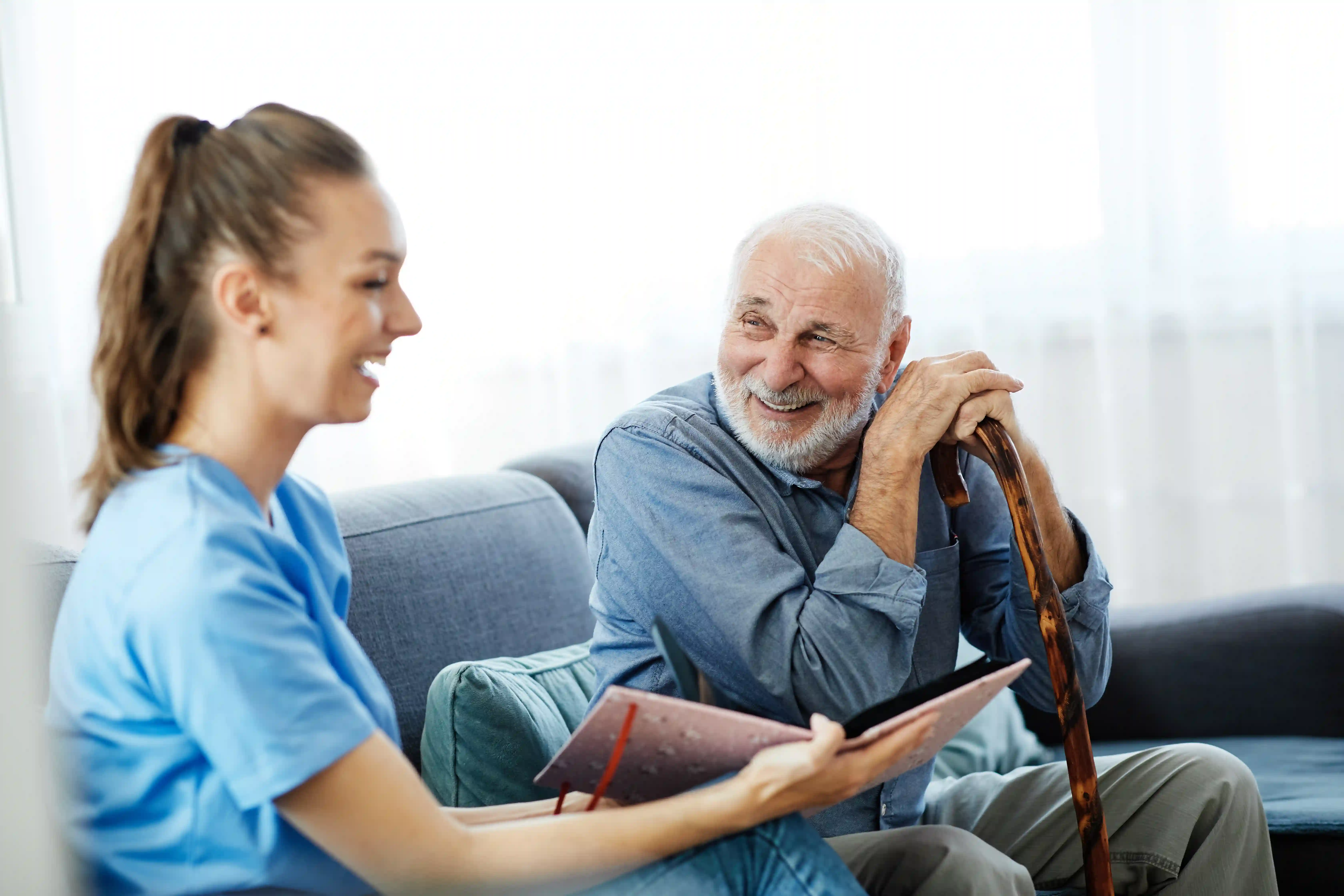 Caregiver spending one-on-one time with a resident